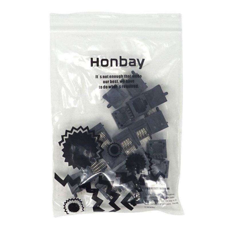Honbay 20PCS Black RJ45 8P8C Network Modular Connectors for PCB