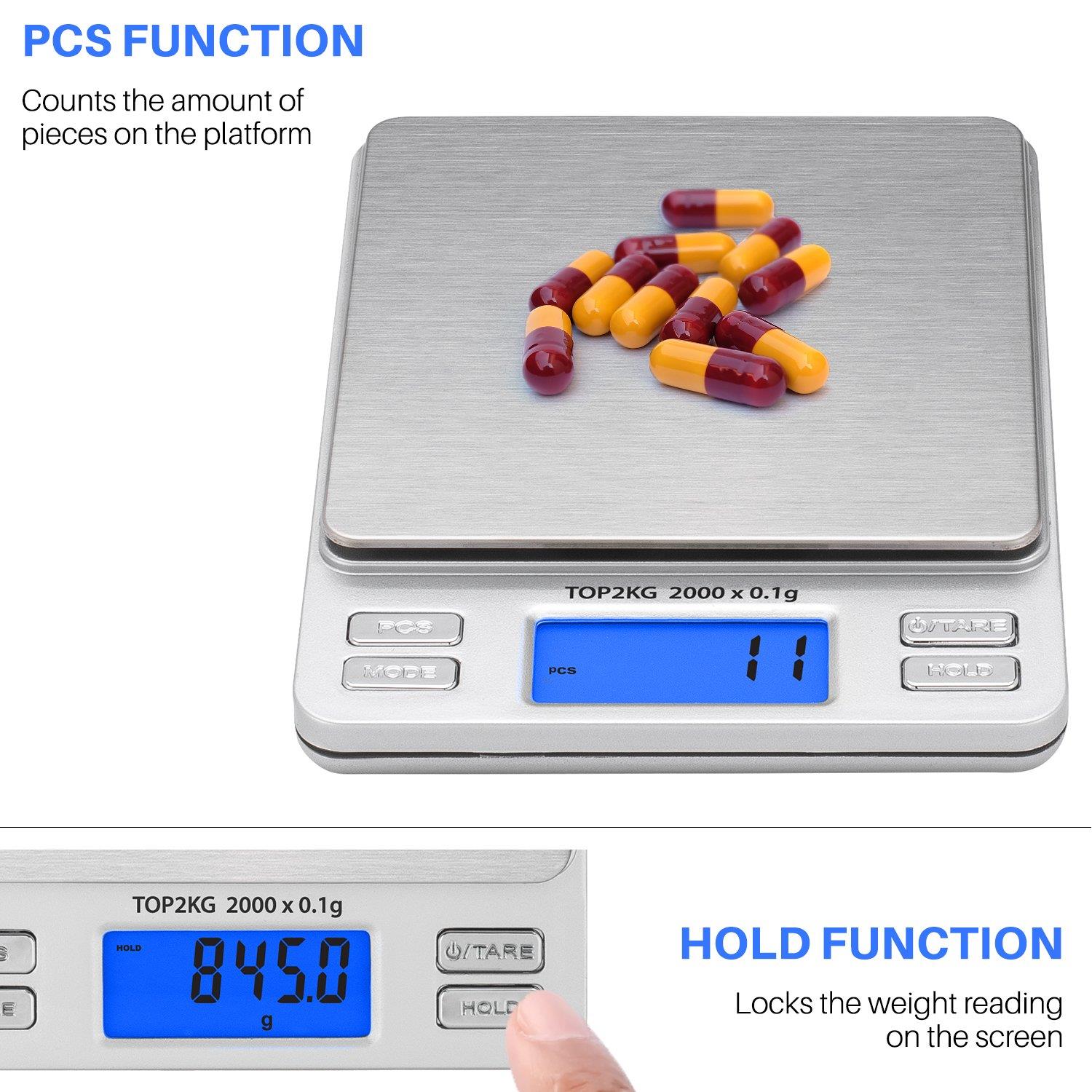Smart Weigh Digital Pro Pocket Scale with Back-Lit LCD Display, Silver