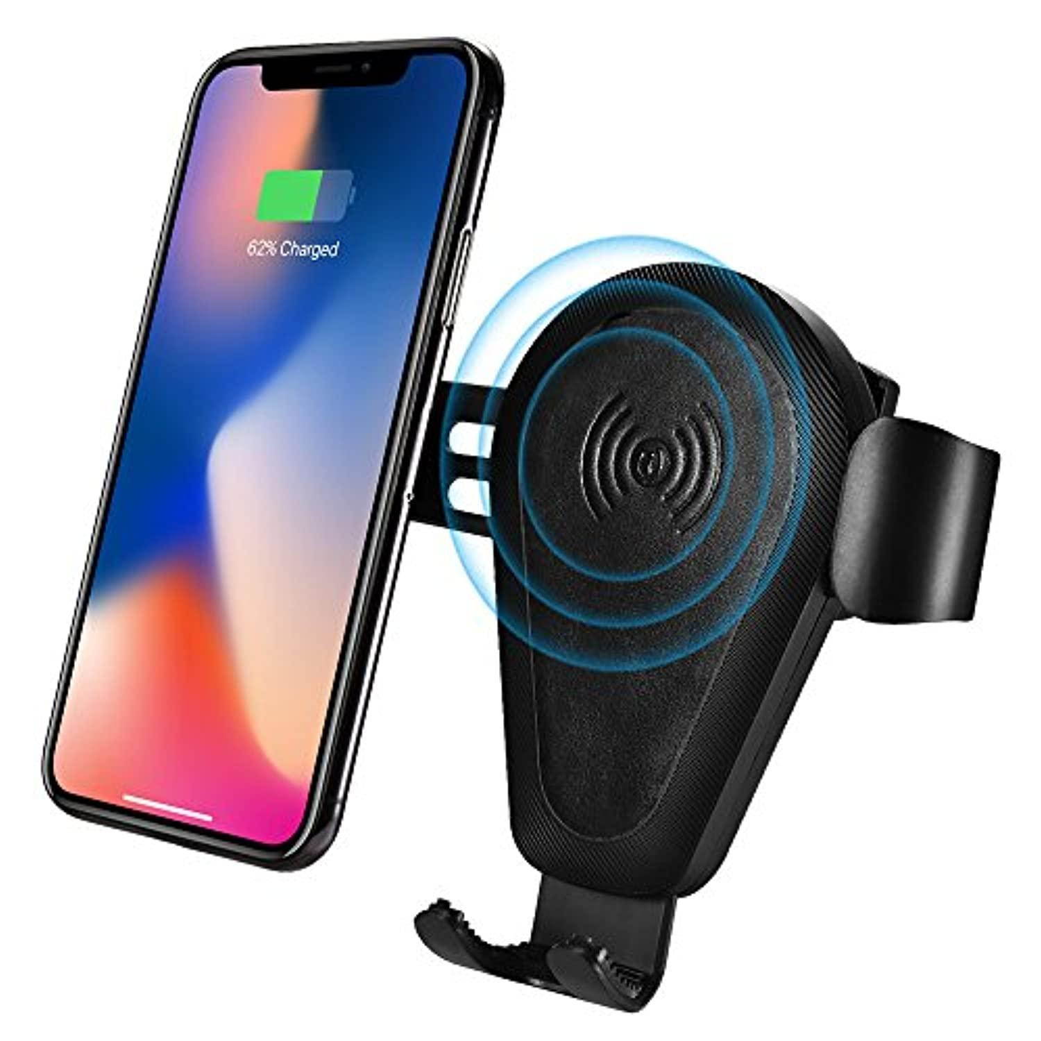 wireless car charger mount, icarer leather qi fast wireless charger car mount phone holder for apple iphone x iphone 8/iphone 8