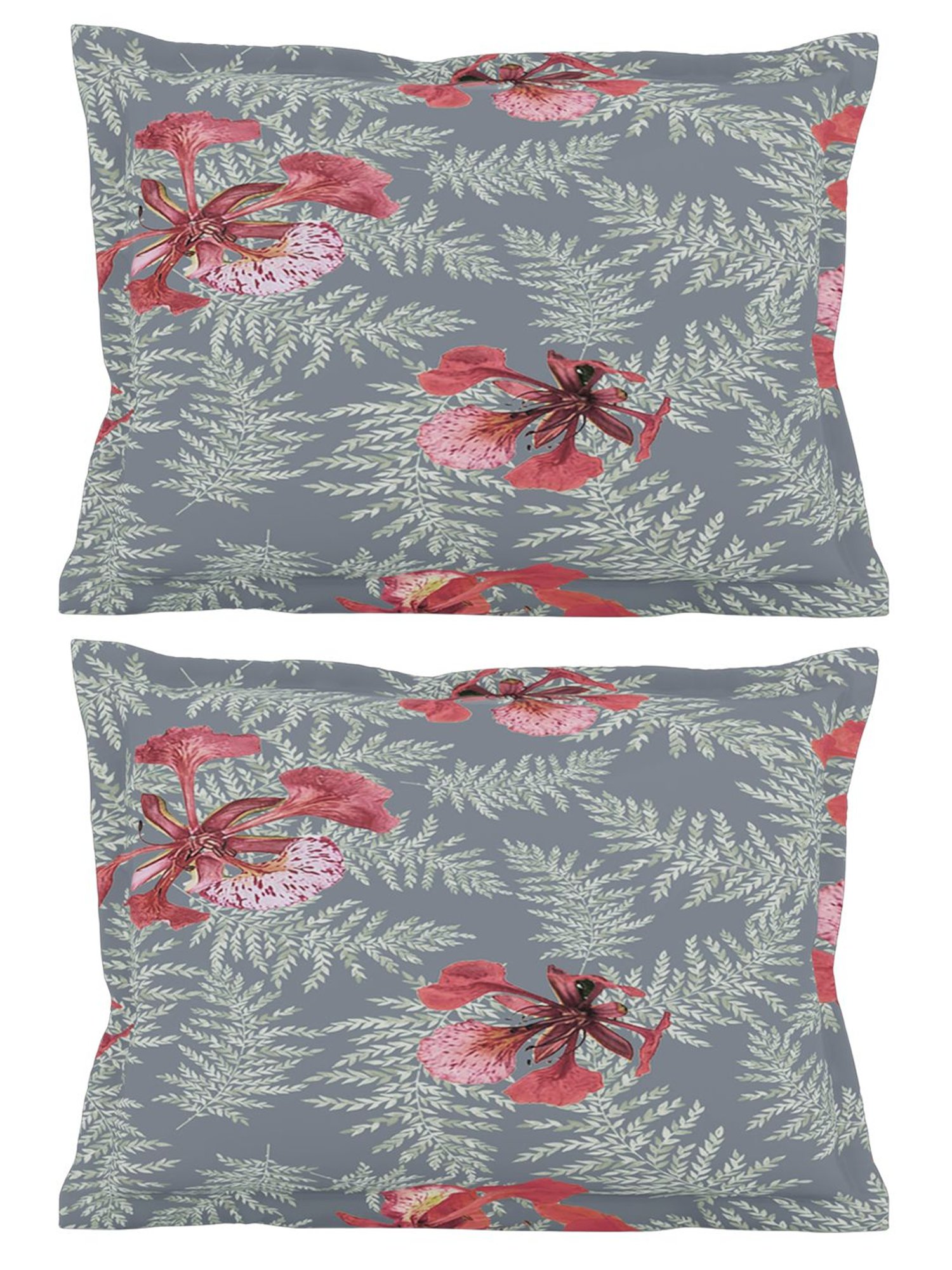 Petal Home Poinciana Teal 300 TC Cotton Pillow Covers - Set of 2