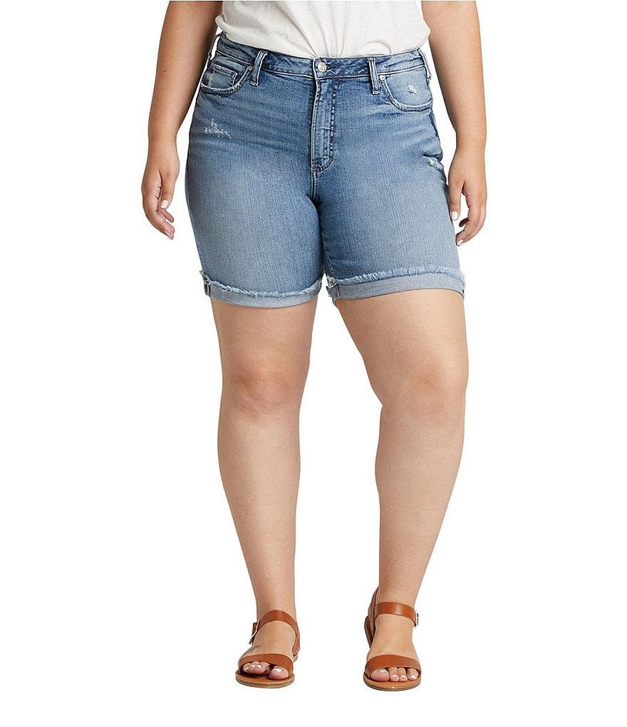 Silver Jeans Co. Plus Size High Rise Sure Thing Long Shorts