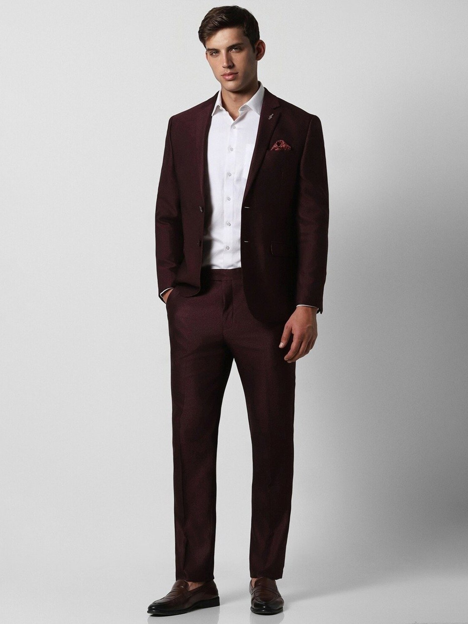 Van Heusen Maroon Slim Fit Two Piece Suit