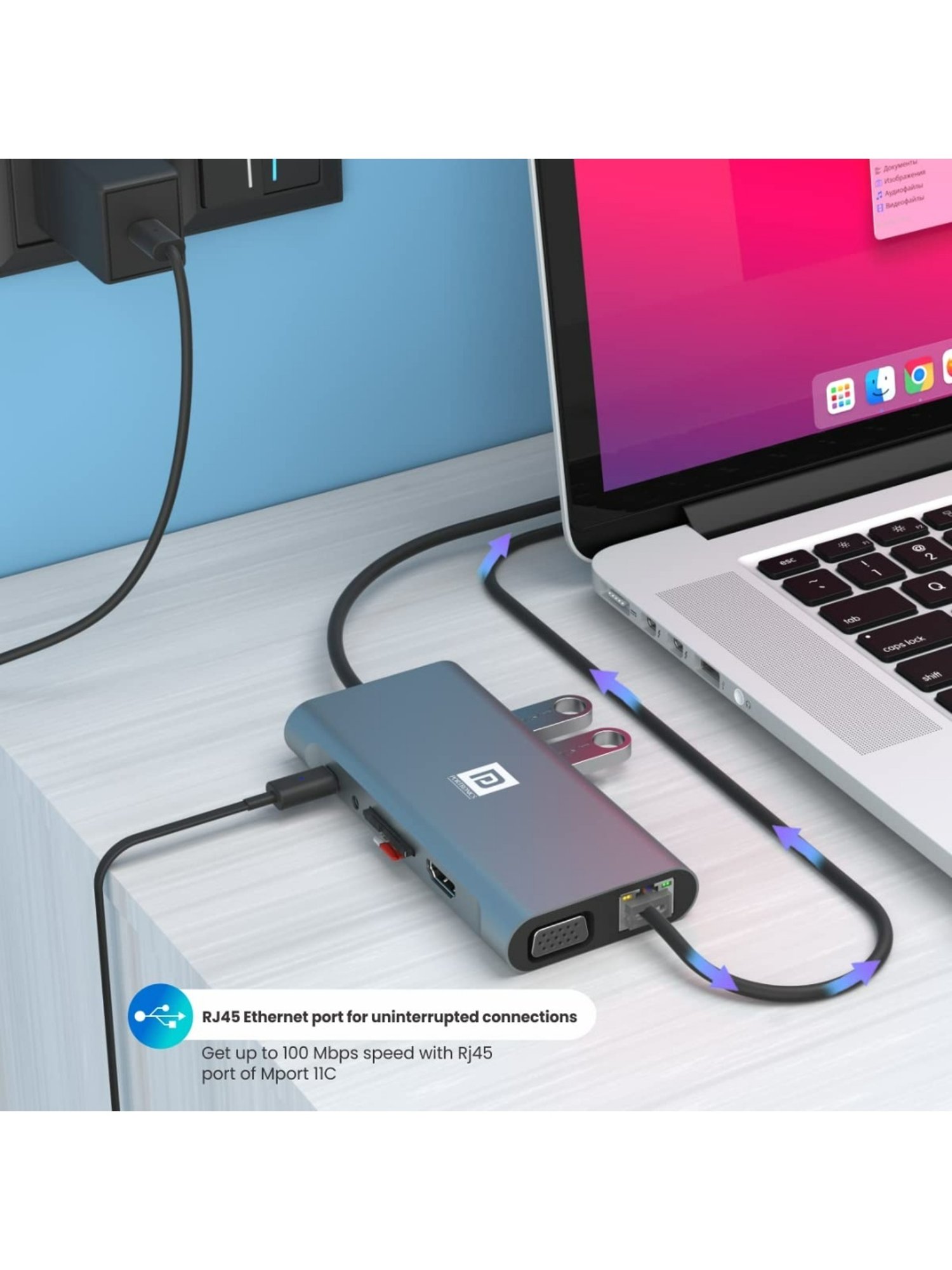 Portronics Mport 11C 11-In-1 Multiport USB Type C HUB with USB C PD Charging (Grey)