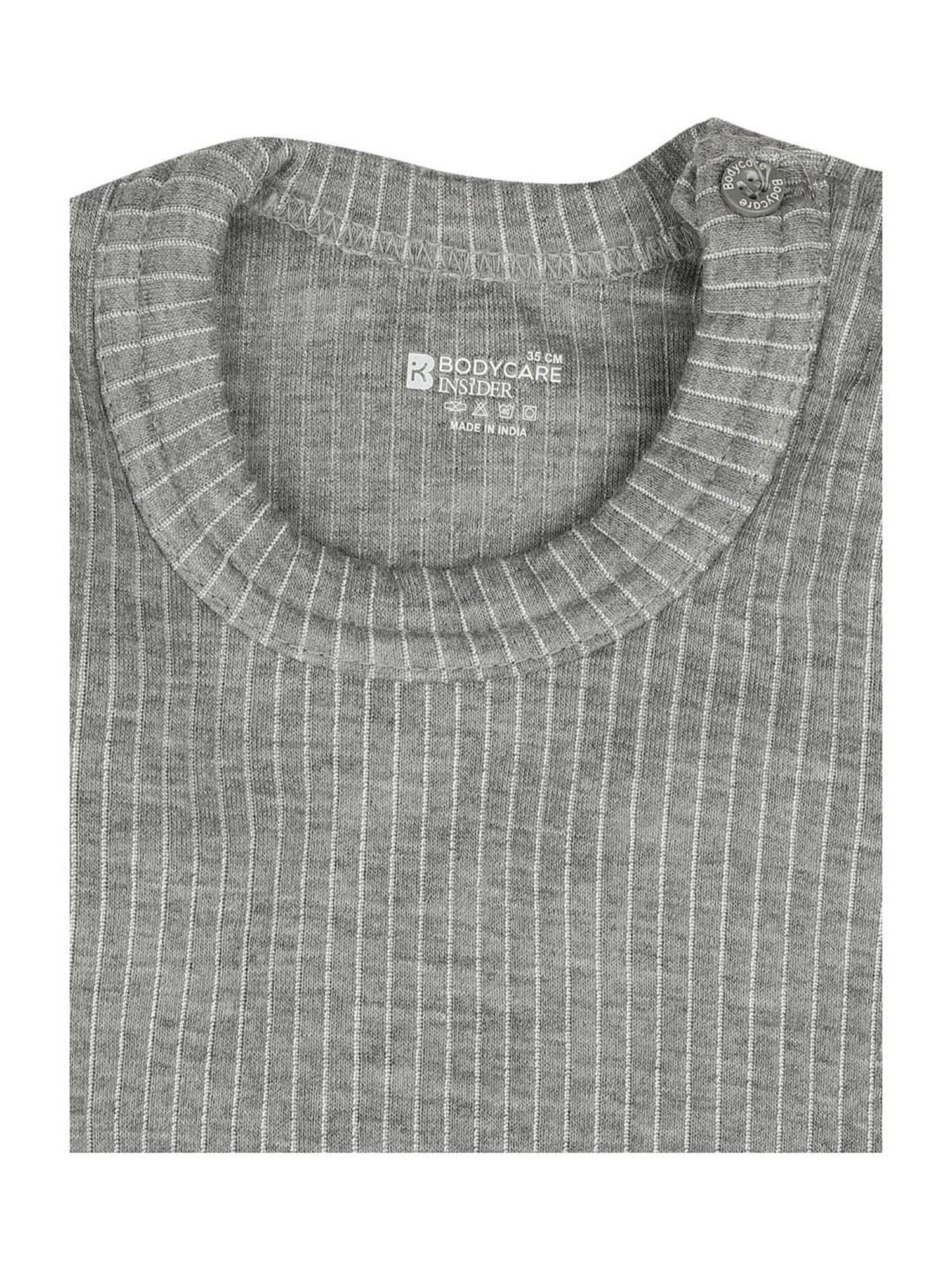 Bodycare Kids Grey Cotton Regular Fit Full Sleeves Thermal Set