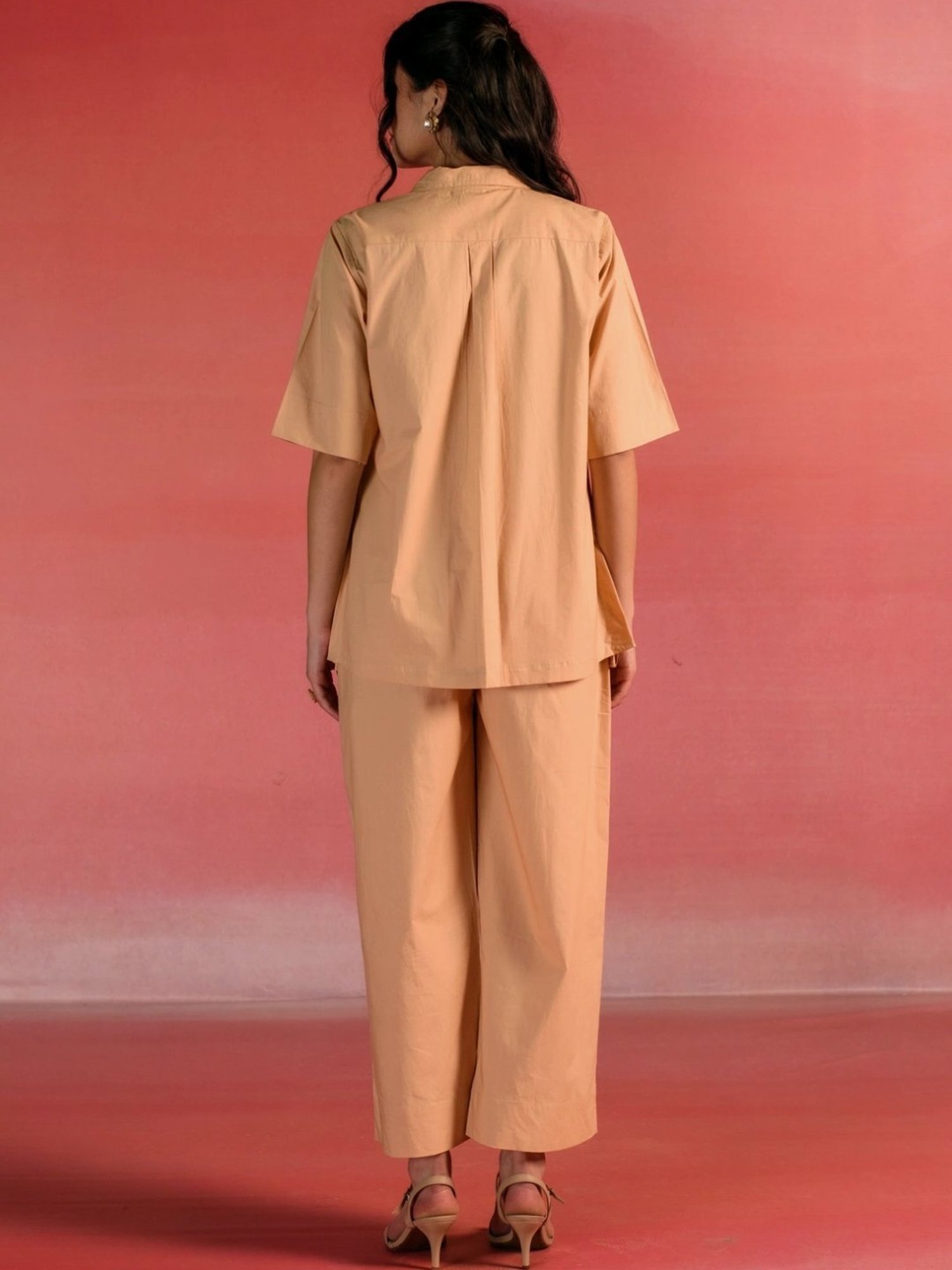 Kameez by Pooja Melon Poplin Patchwork Shirt with Pant Co-ord Set