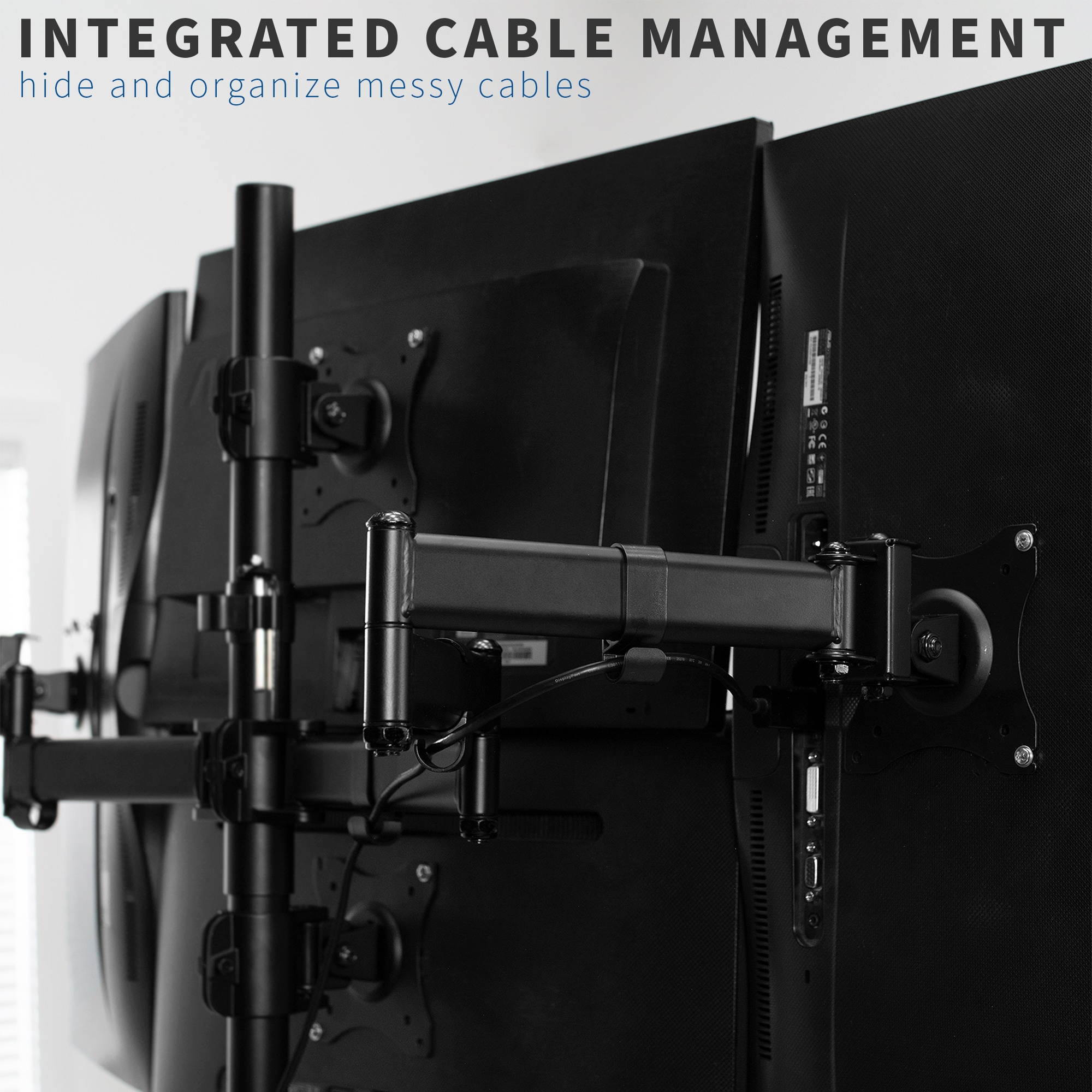 VIVO Quad LCD Monitor Desk Stand Mount Free-Standing 3 + 1 = 4 Screens up to 24" (STAND-V004Z)