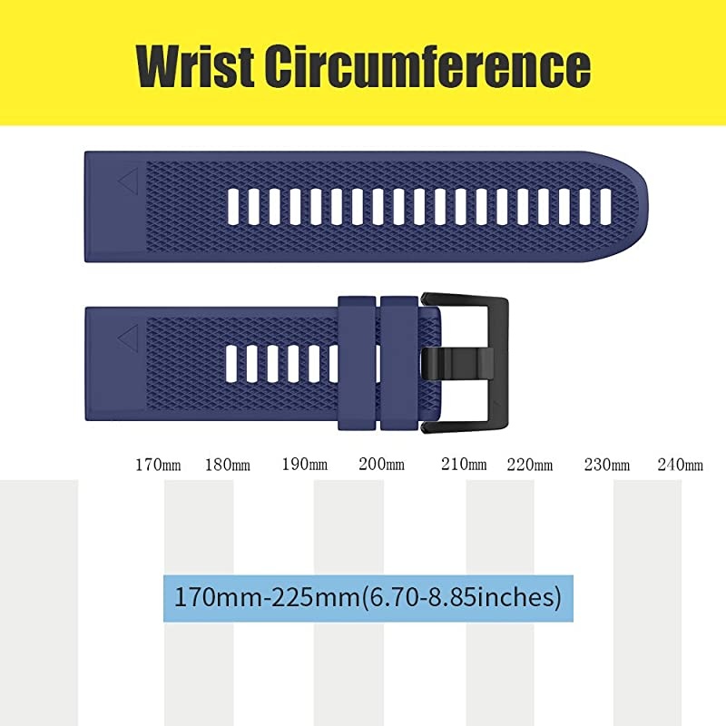 Compatible with Fenix 5 Band Easy Fit 22mm Width Soft Silicone Watch Strap Replacement for Fenix 5Fenix 5 PlusForerunner 935Approach S60Quatix 5 Dark Blue