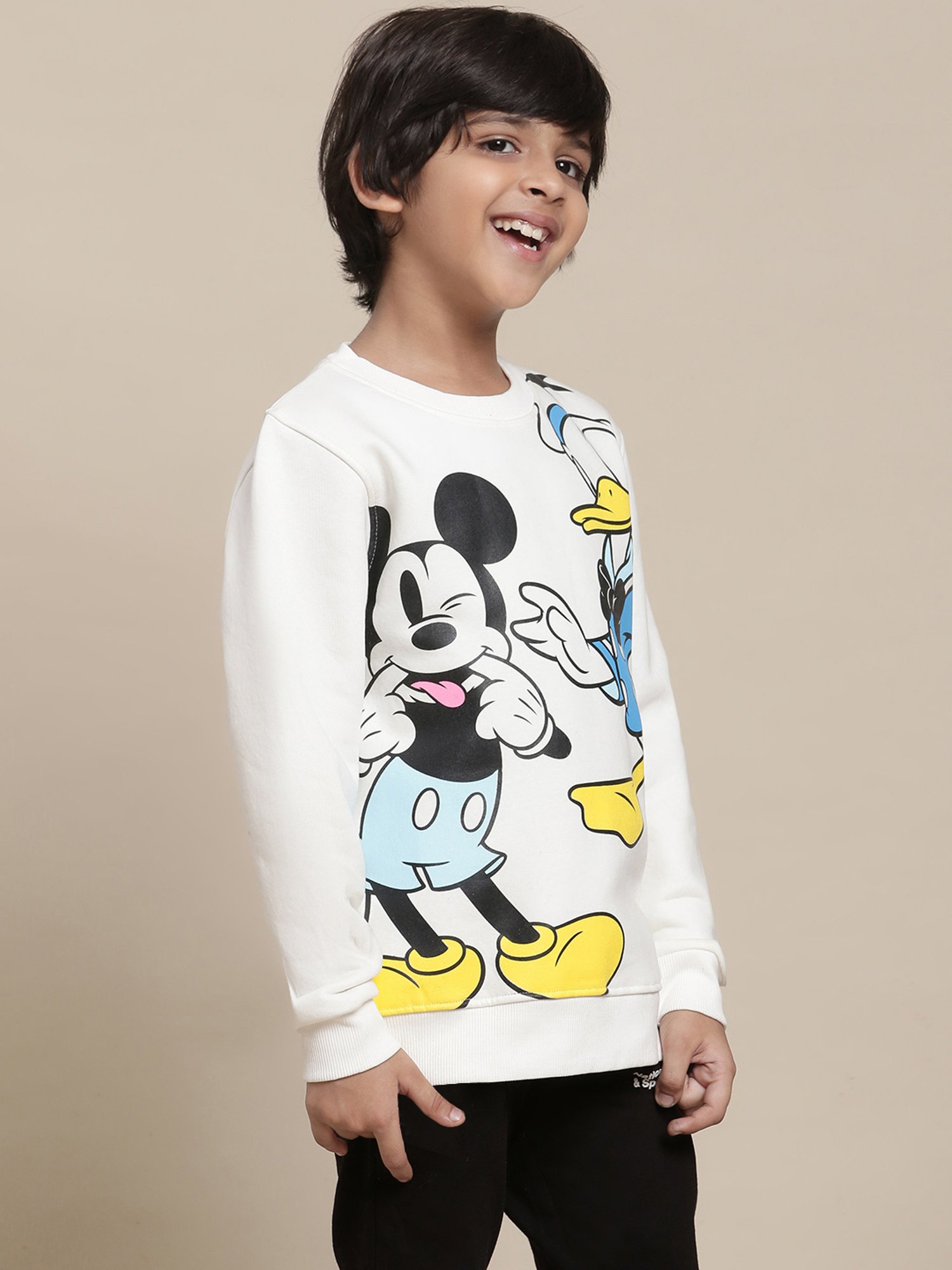 Kidsville Mickey & Friends Printed Off White Sweatshirt For Boys