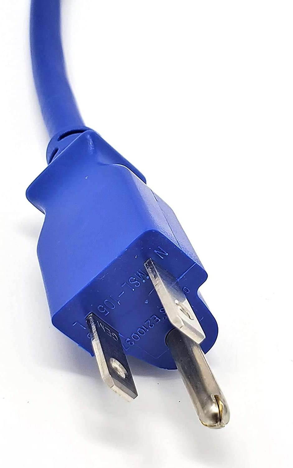 MICRO CONNECTORS, Inc. 6 Feet Ul Approved 18 AWG 10 Amp Power Cord (NEMA 5-15P/ C13) - Blue 2 Pack (M05-113ULBL-2P)