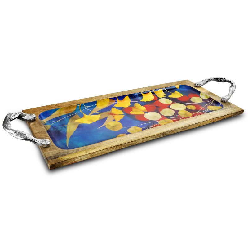 Gibson Elite Philomena 22 Inch Enamel On Wood Rectangle Serving Tray