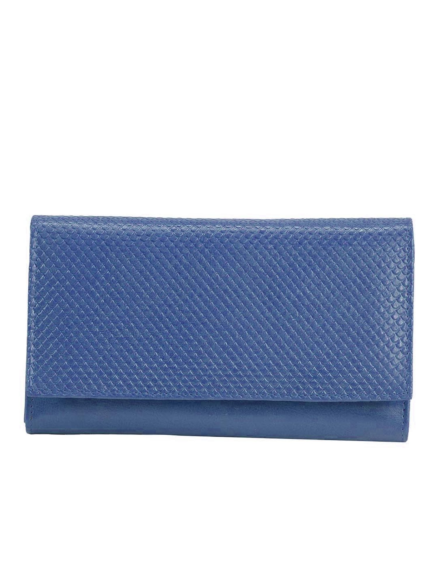 Abeeza Blue Textured Leather Large Clutch