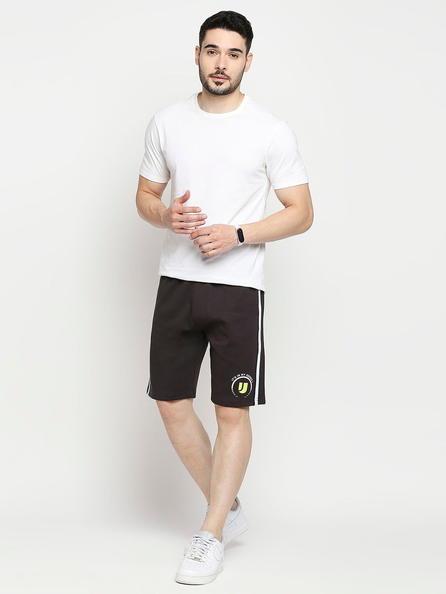 UnderJeans by Spykar Brown Cotton Regular Fit Shorts