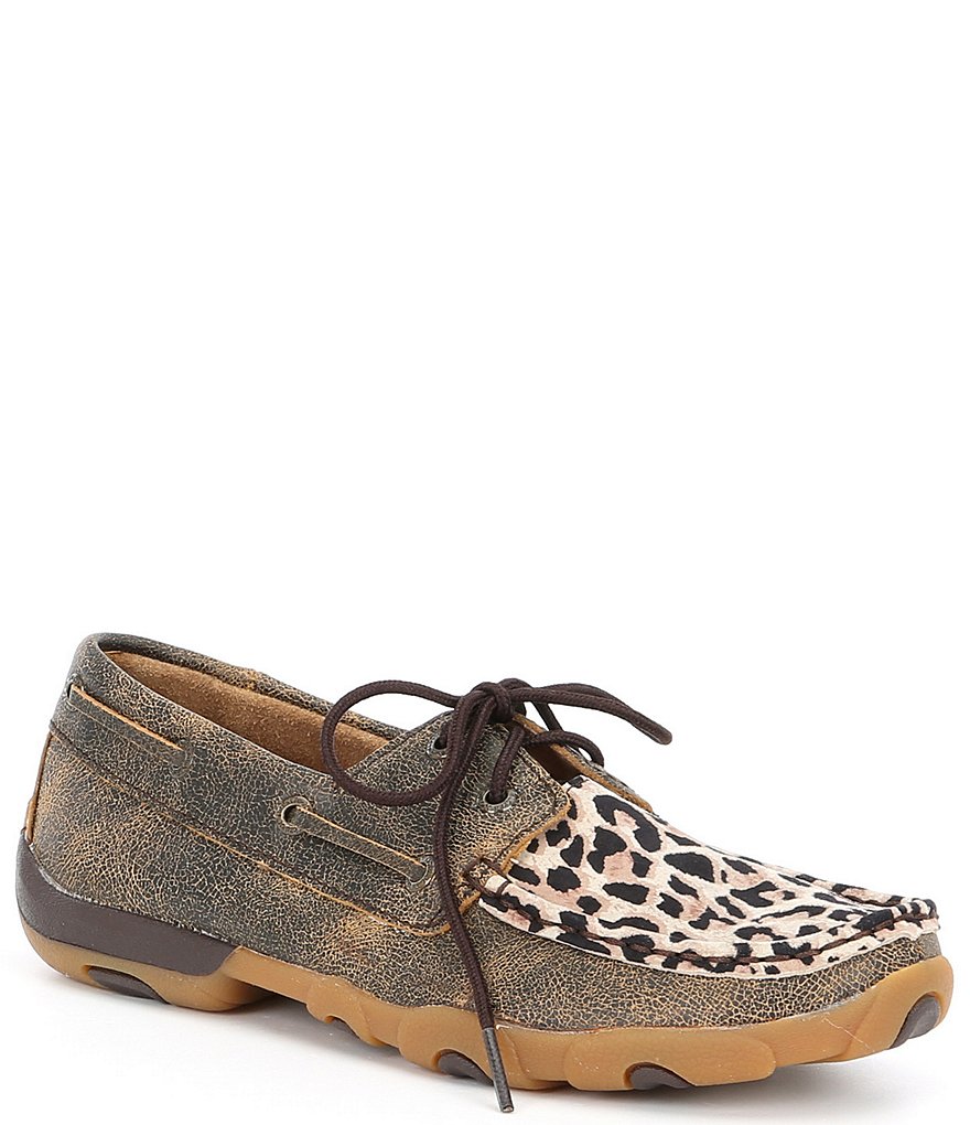 Twisted X Women's Leopard Boat Driving Mocs