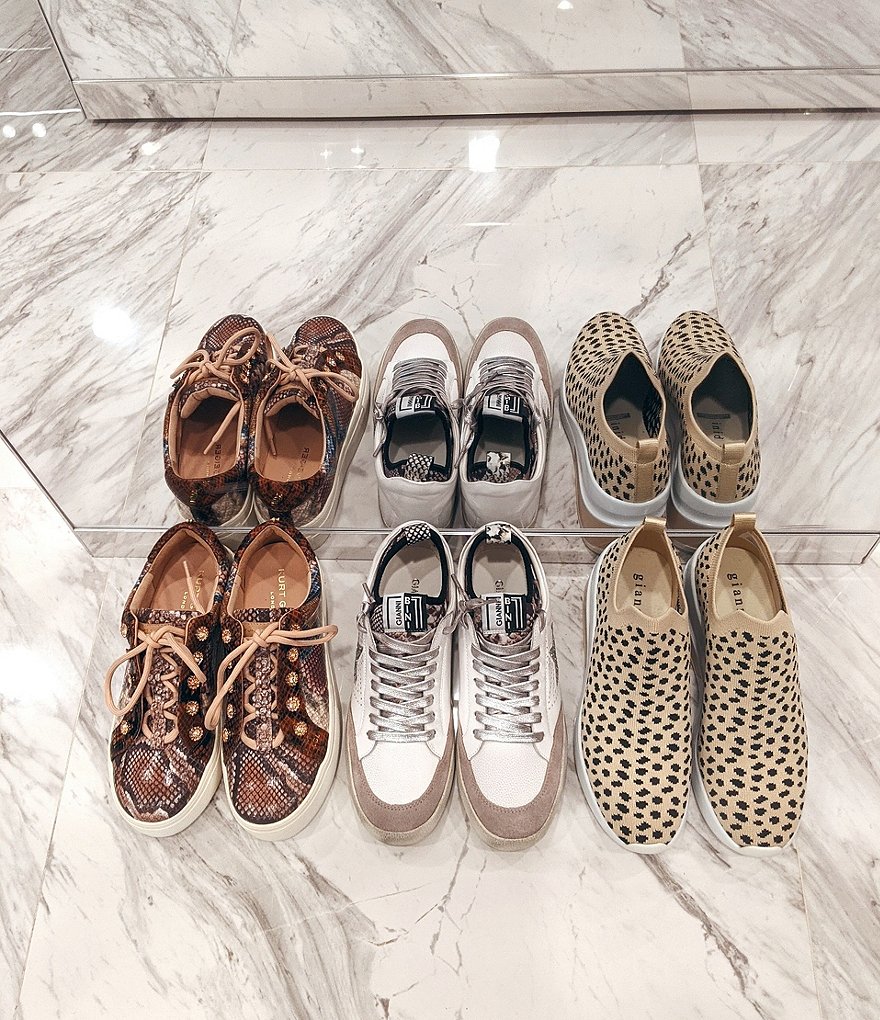 Kurt Geiger London Liviah Snake Print Leather Jewel Stud Detail Lace-Up Sneakers