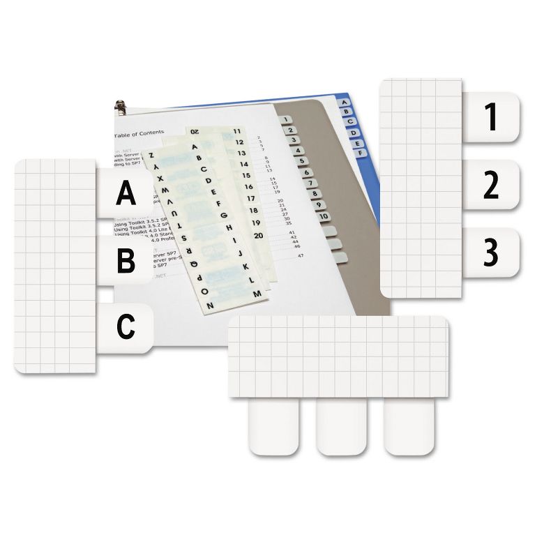 Redi-Tag Side-Mount Self-Stick Plastic A-Z Index Tabs 1 inch White 104/Pack 31005