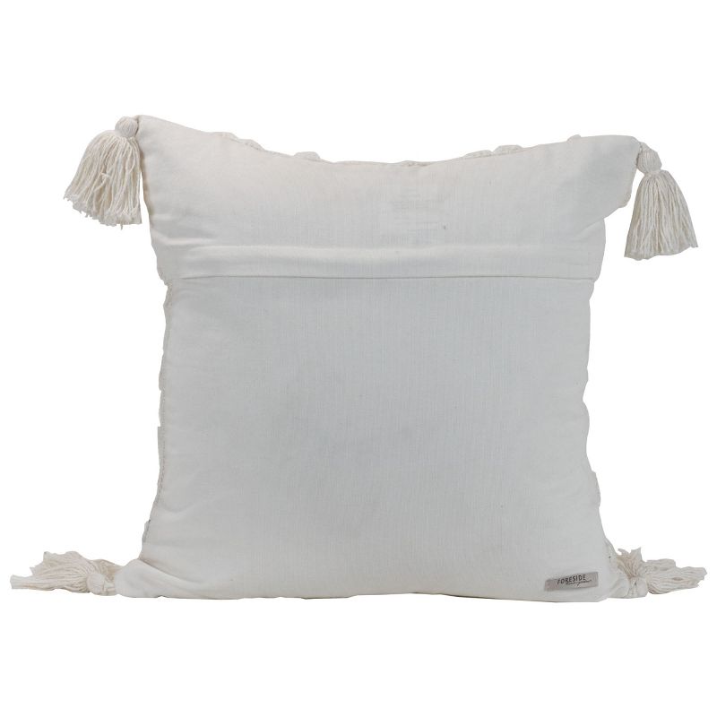 Geometric Pattern Hand Woven 18x18" Decorative Cotton Throw Pillow with Hand Tied Tassels - Foreside Home & Garden