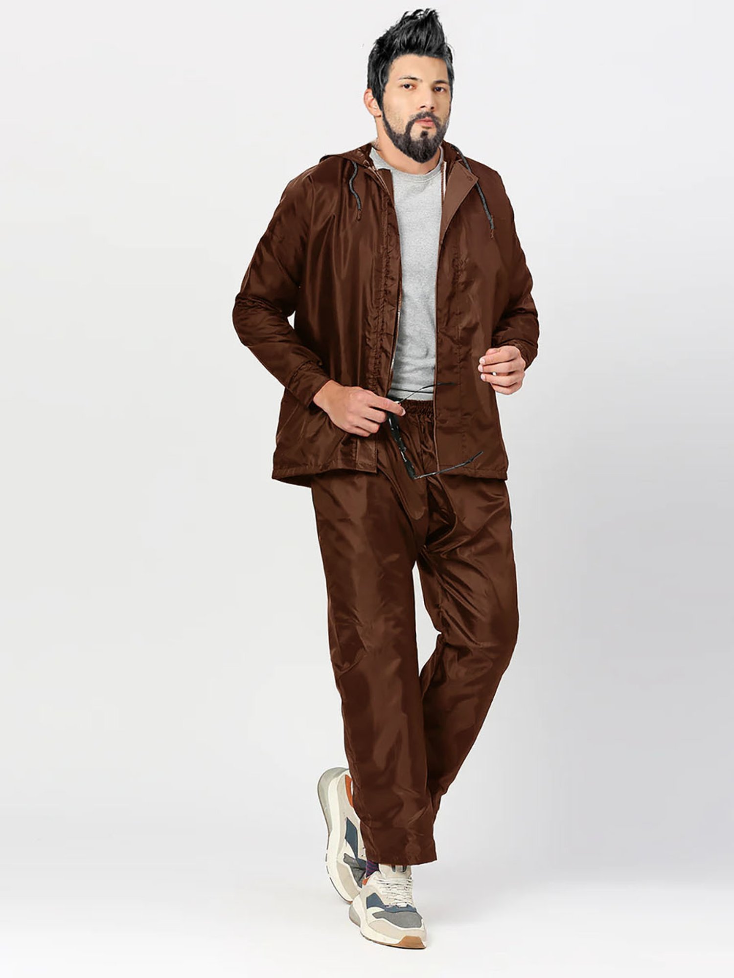 CAMISON Brown Regular Fit Raincoat Set