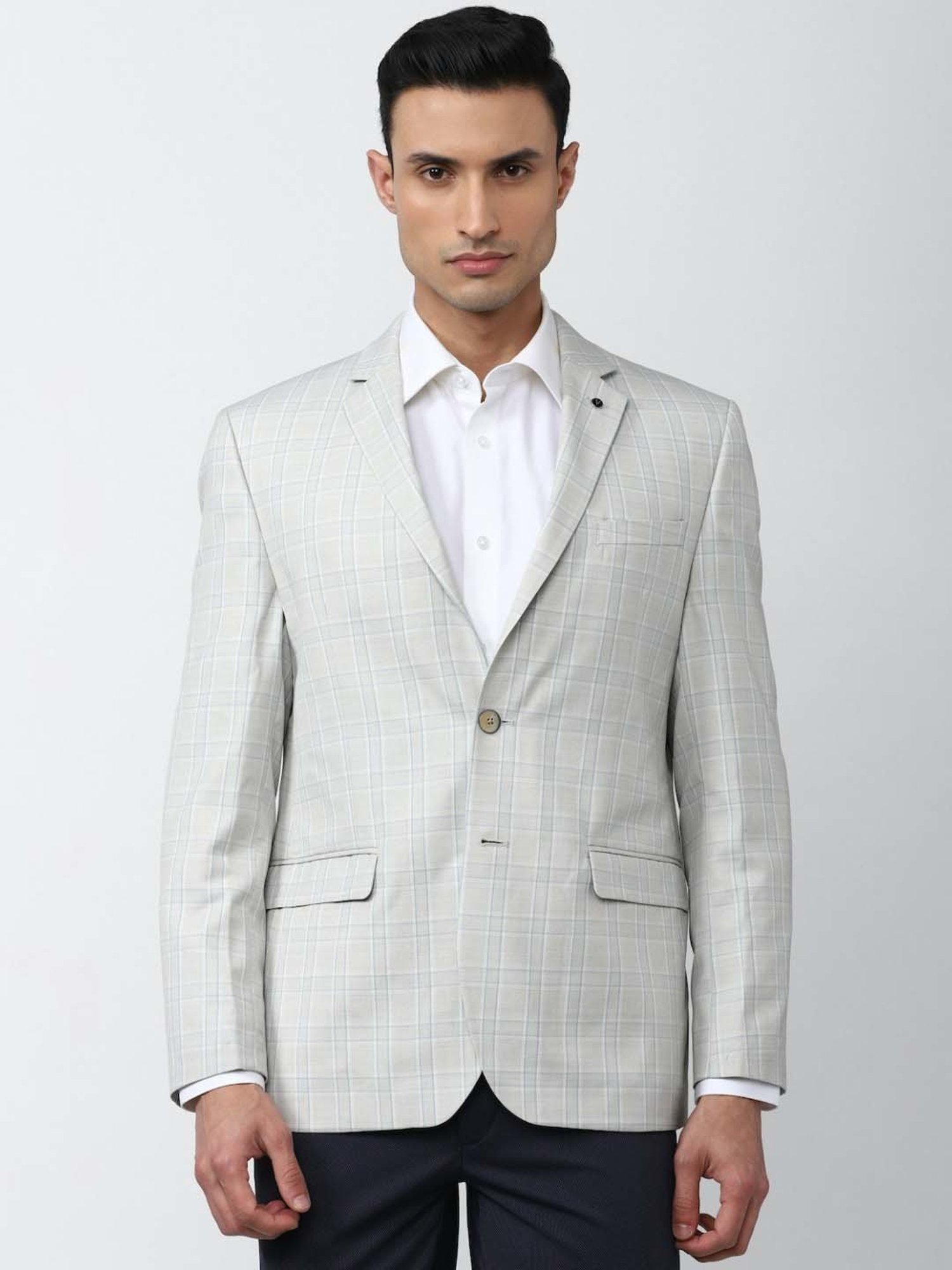 Van Heusen Grey Slim Fit Checks Blazer