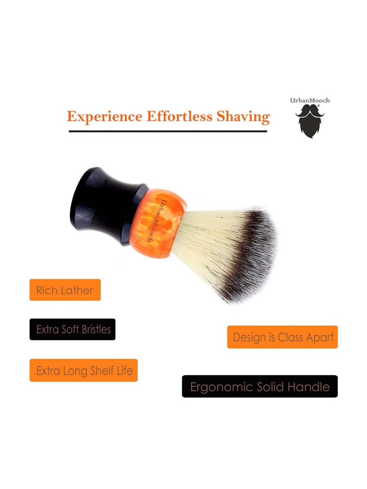 UrbanMooch Resin Shaving Brush with Absorbent Bristles & Long Handle