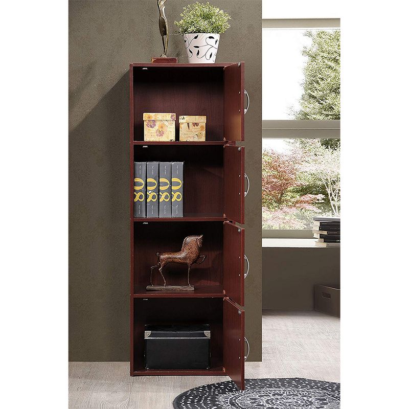 Hodedah 4 Door Enclosed Multipurpose Storage Cabinet for Home/Office, Mahogany