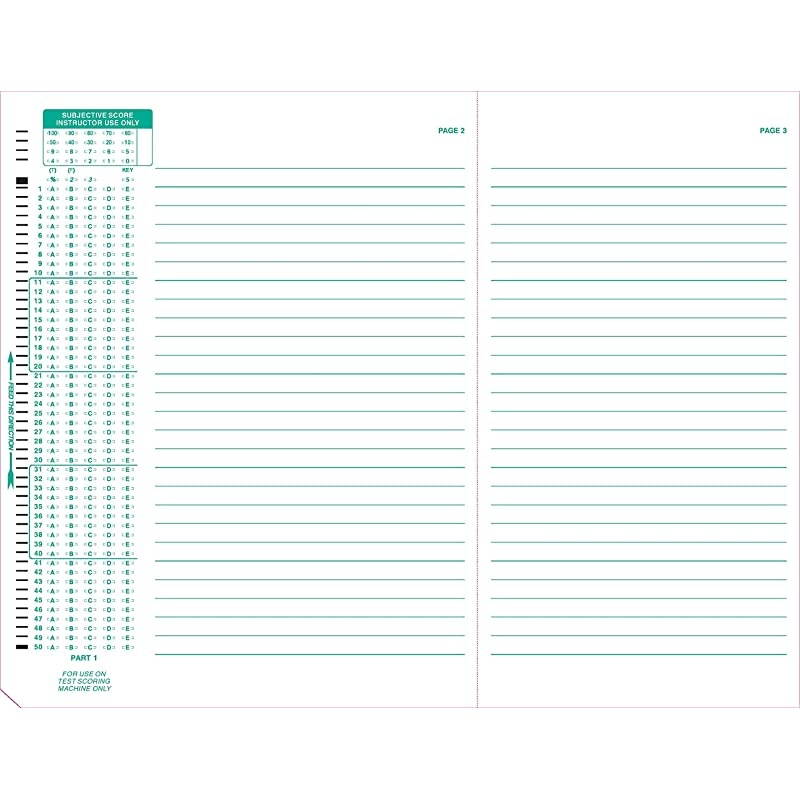 886-E 100 Question Compatible Testing Forms (50 Sheet Pack)