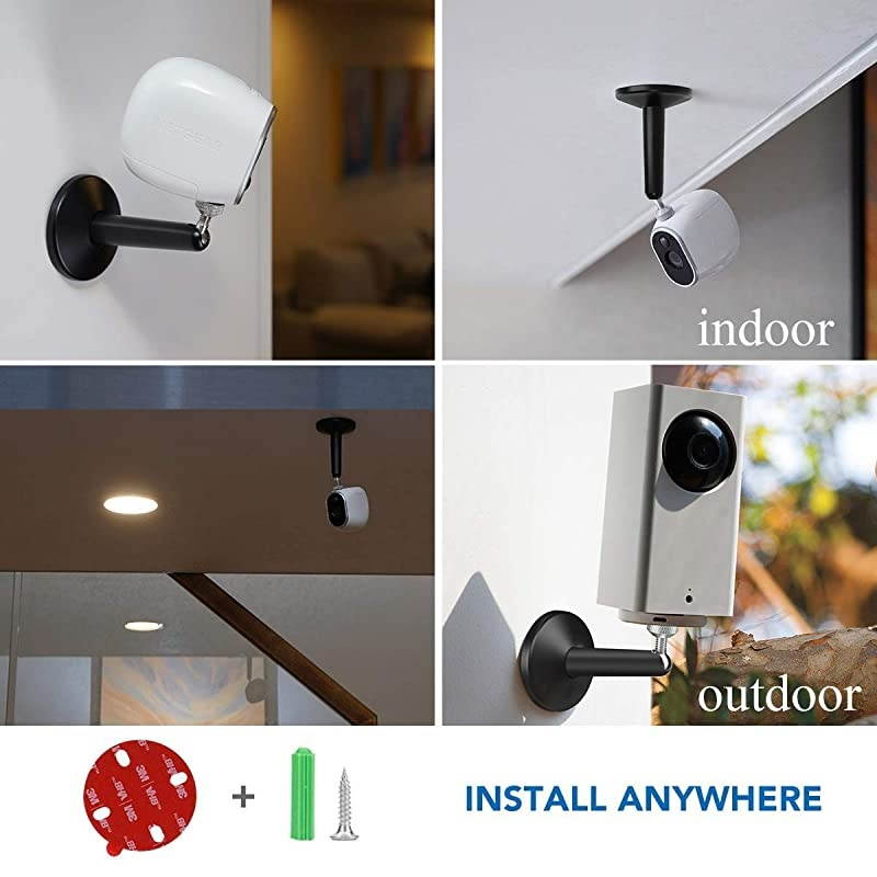 Wall Mount for Wyze Cam Pan Rustproof Water Proof Security Mount for Oculus Sensor Arlo Pro 2 3 Valve IndexHTC Vive Base Station Netatmo and Other 14 Cameras 1 Pack Black