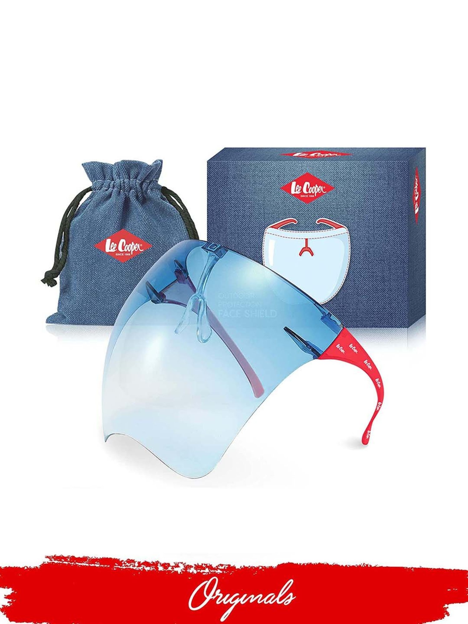 Lee Cooper Blue Goggle-Style Face Shield with 18 Degree Safety Coverage