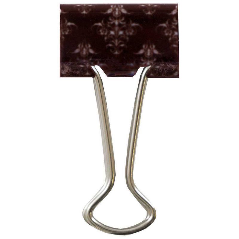 JAM Paper 10pk 19mm Binder Clips - Small Paper Clamp; Green and White Polka Dots & Dark Brown Damask Binderclips