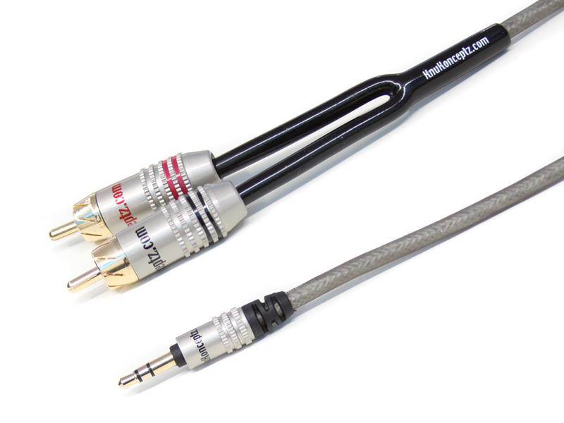 KnuKonceptz Krystal Kable MP3/iPod 3.5mm to RCA Adapter Aux Cable 2M