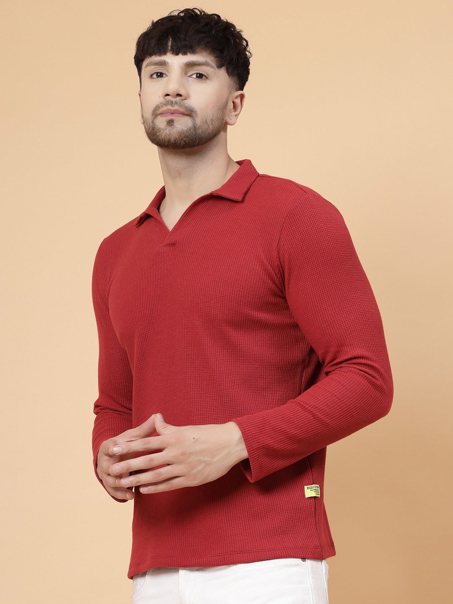 Rigo Maroon Regular Fit Printed Polo T-Shirt