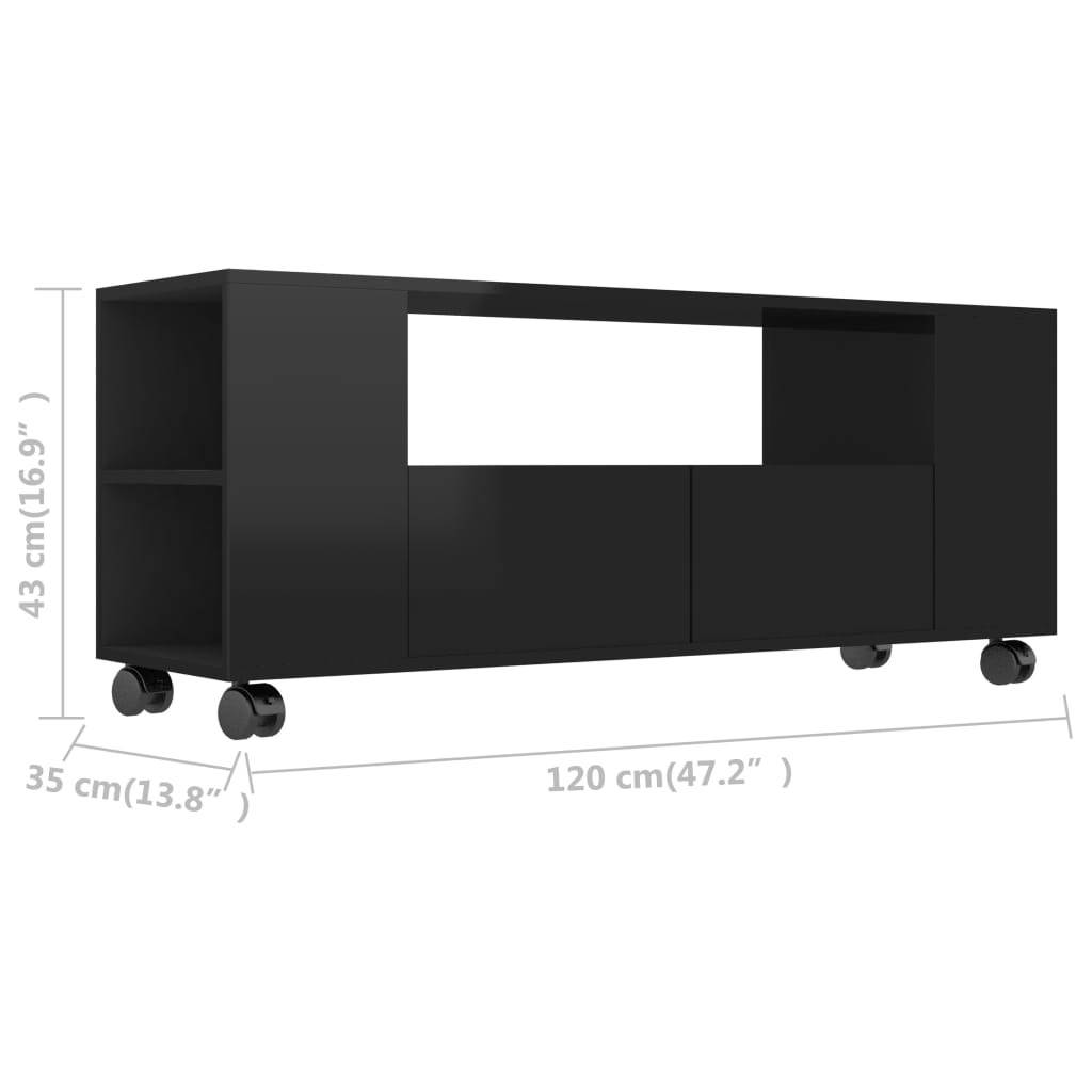 vidaXL TV Cabinet High Gloss Black Chipboard HiFi Unit Stereo Stand Lowboard
