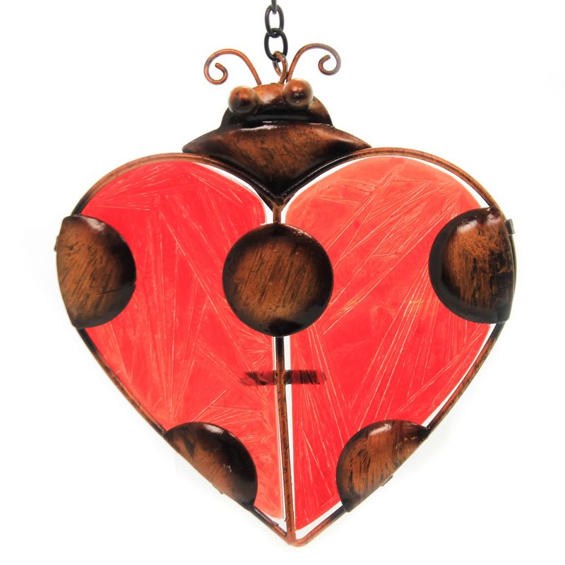 Home Decor 10.5" Ladybug Sun Catcher Hand Painted  -  Stained Glass And Suncatchers