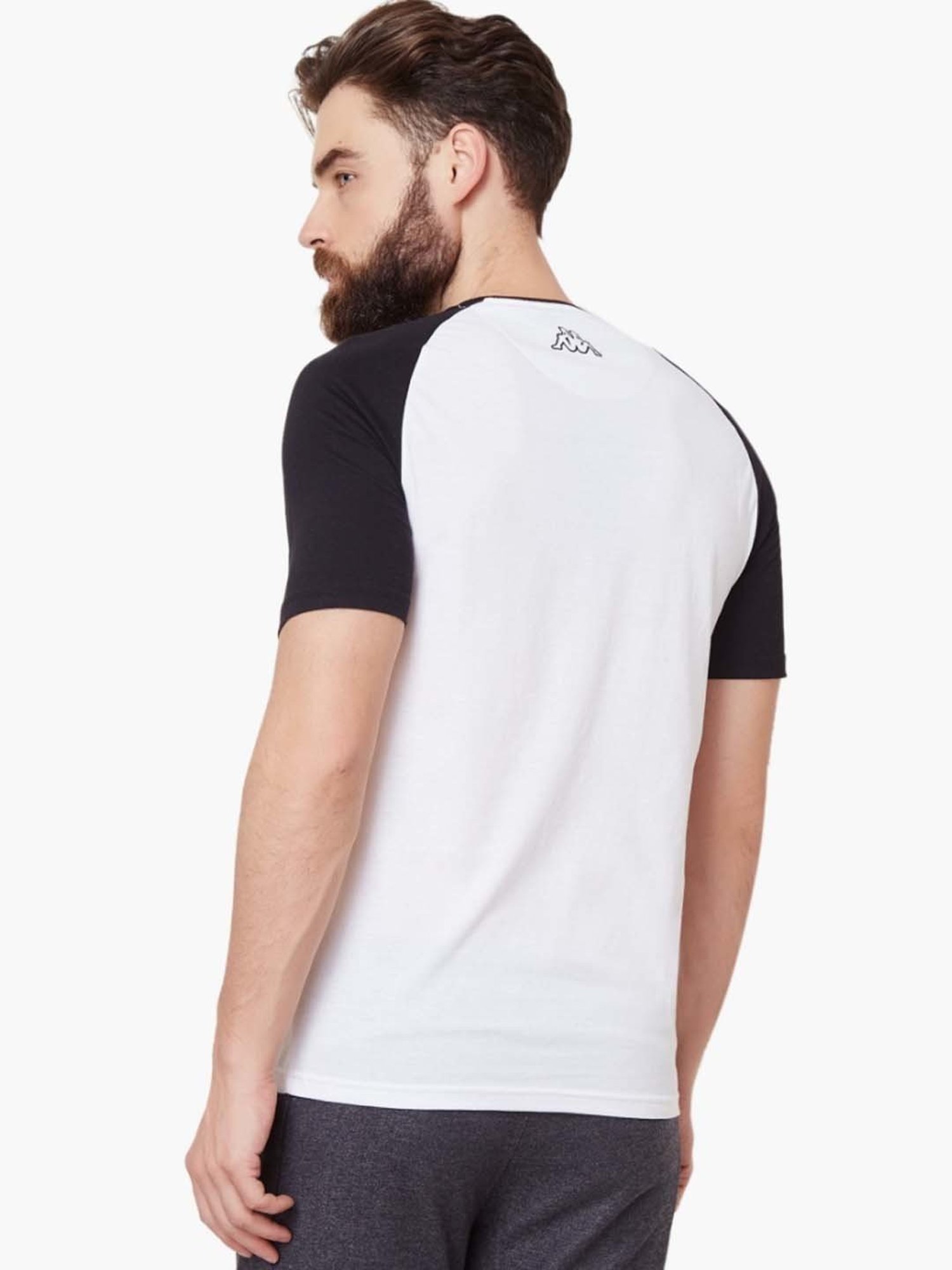 KAPPA White Regular Fit Colour Block T-Shirt