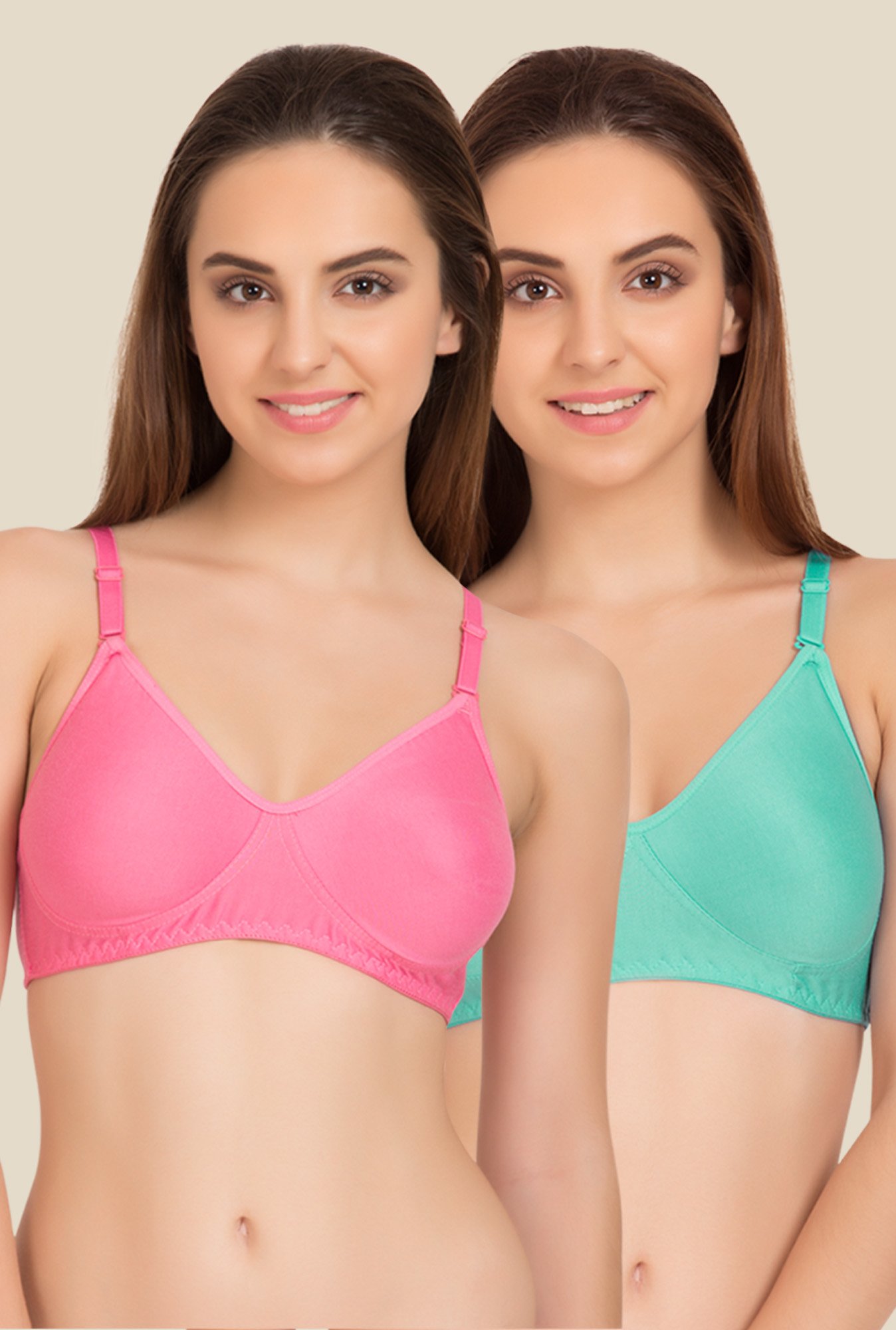 Tweens Pink & Turquoise Non Padded Bra (Pack Of 2)
