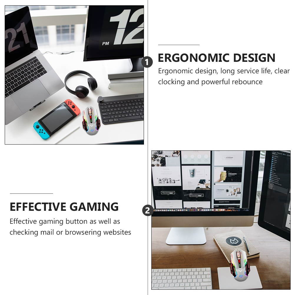 FRCOLOR G402 Ergonomic Luminous USB Wired Gaming Gaming Mouse, Silent Luminous 6 Programmable Side Buttons Gaming 6D Mouse, Suitable  For   Window XP/7/8/10