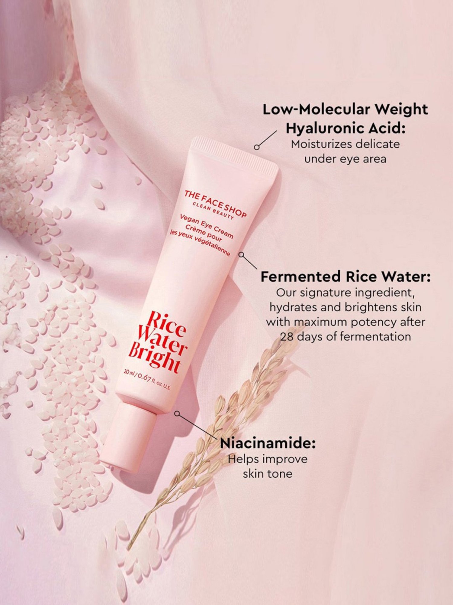 The Face Shop Rice Water Bright Vegan Eye Cream - 20 ml
