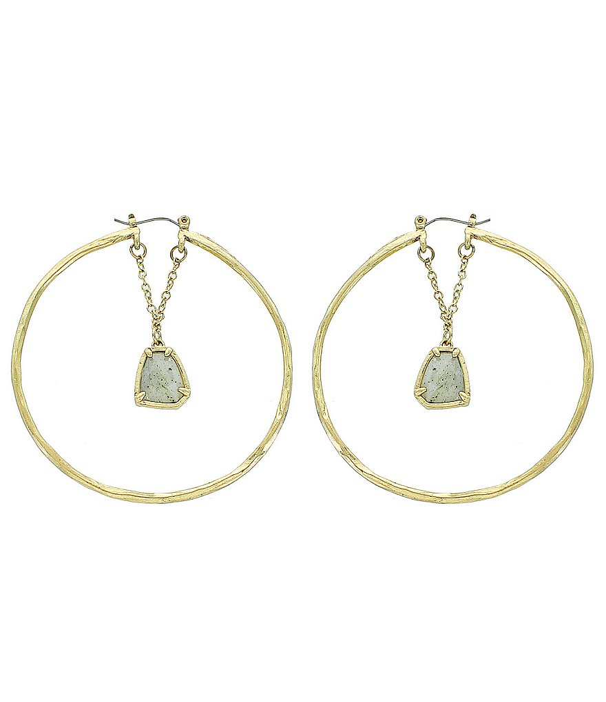 Panacea Gold and Labradorite Stone Hoop Earrings