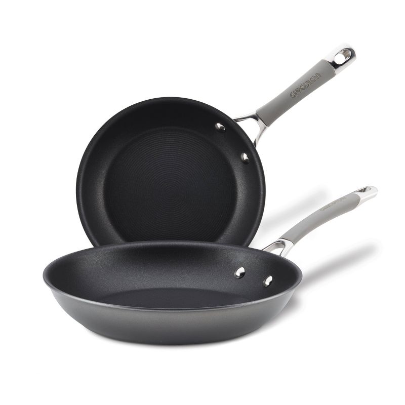 Circulon Elementum 2pc Hard Anodized Aluminum Frying Pan Set Gray