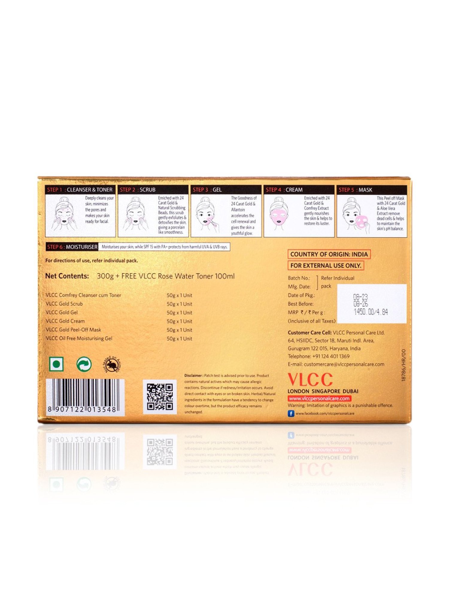 VLCC Gold Facial Kit with Free Rose Water Toner