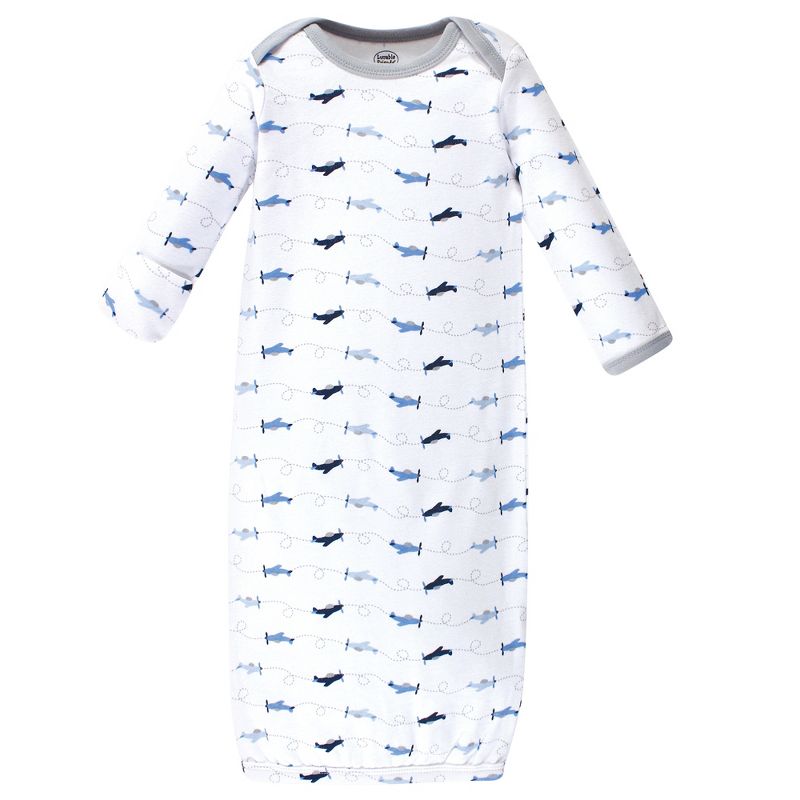Luvable Friends Baby Boy Cotton Long-Sleeve Gowns 3pk, Airplane, 0-6 Months