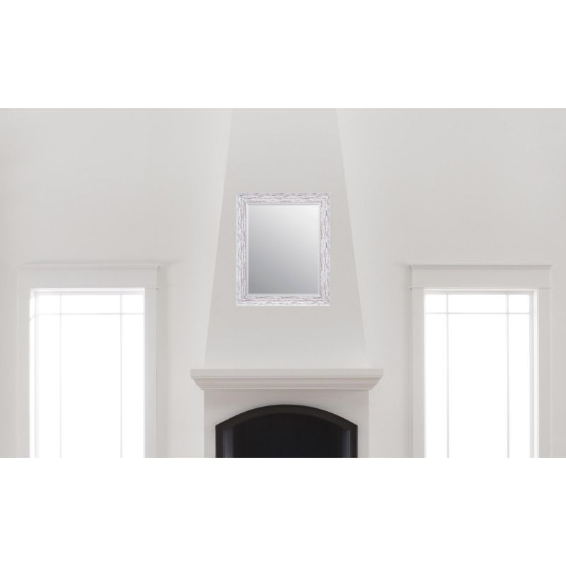 24"x30" Distressed Scoop Framed Beveled Wall Accent Mirror White - Gallery Solutions