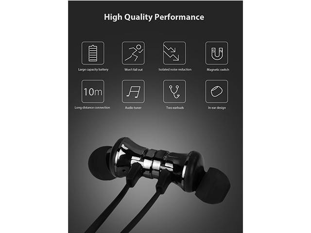 AutofeelSunriseoffice Magnetic Attraction Bluetooth Earphone Headset Sports Wireless Bluetooth 4.2 With Charging Cable Build-in Mic Headphones