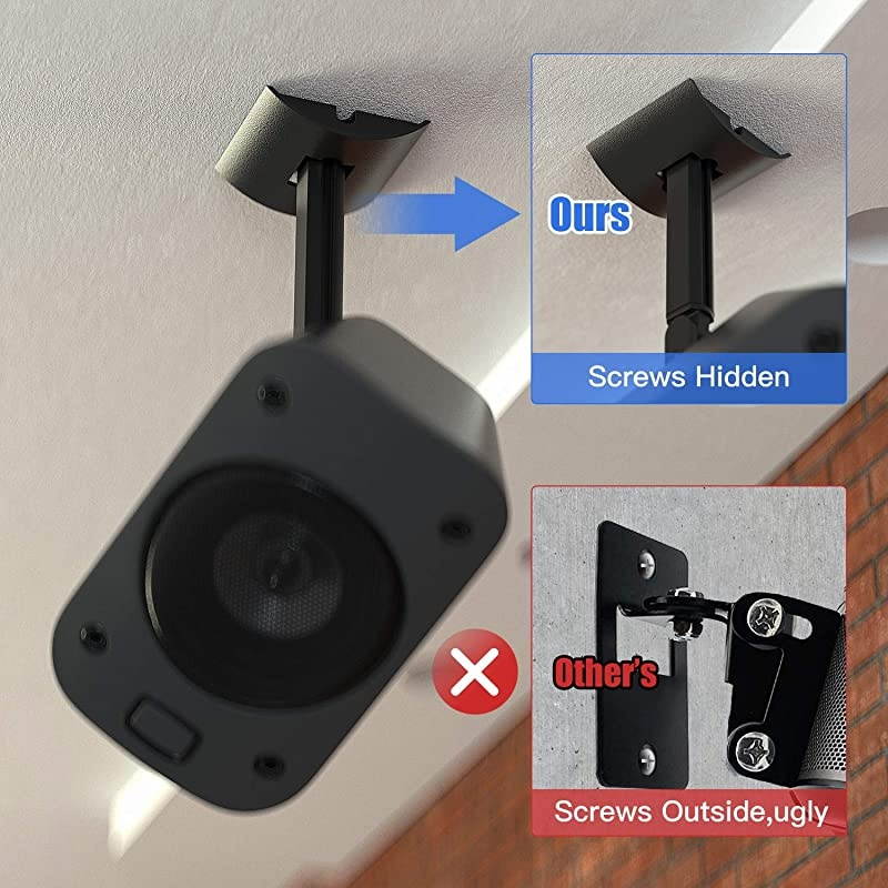 Pack Wall Or Ceiling Mount for Logitech Z906 5Surround Sound Speaker System Tilt and Swivel Adjustable Mounting Bracket for Logitech Z906 Satellite Speakers Wall Mounts