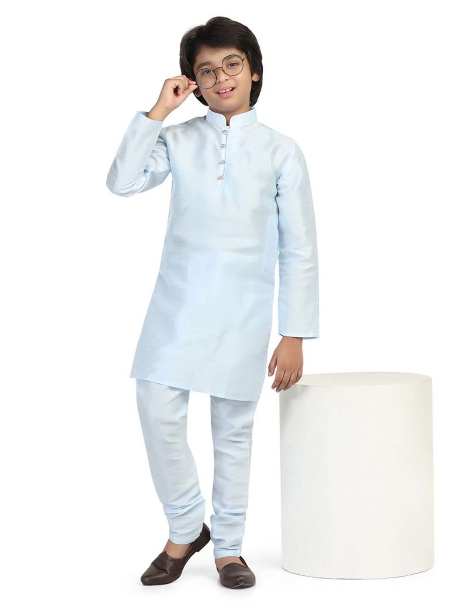TAHVO Kids Blue Slim Fit Full Sleeves Kurta Set