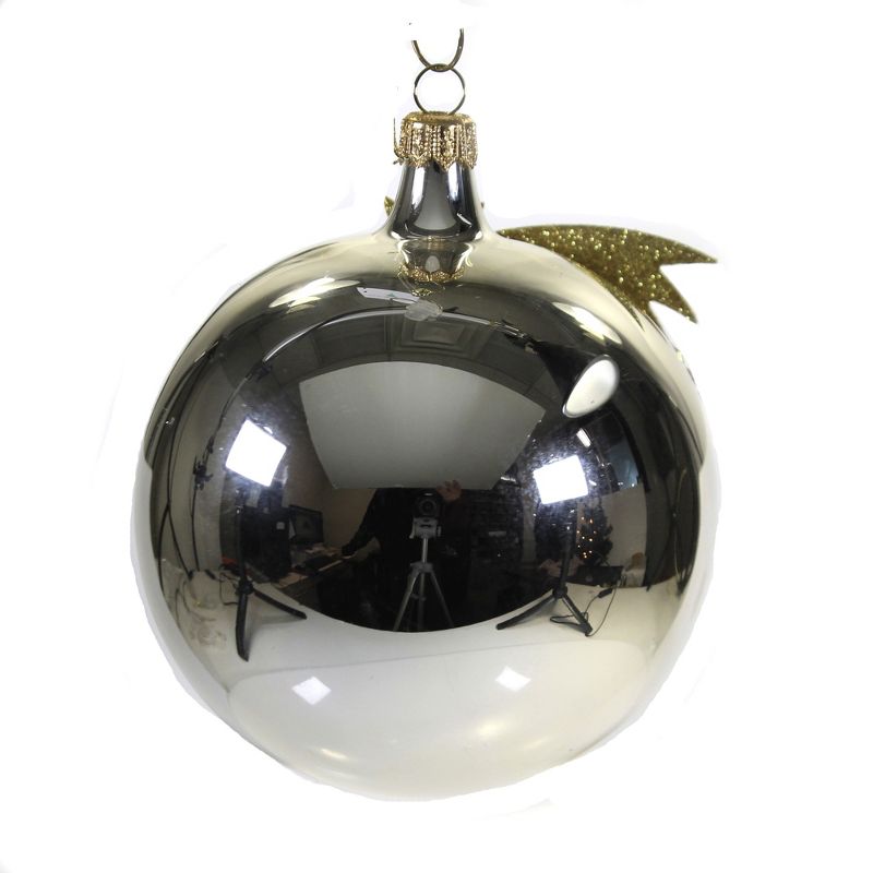 Italian Ornaments 5.0" 100Mm Silver Ball Nativity Ornament Italian Religious  -  Tree Ornaments