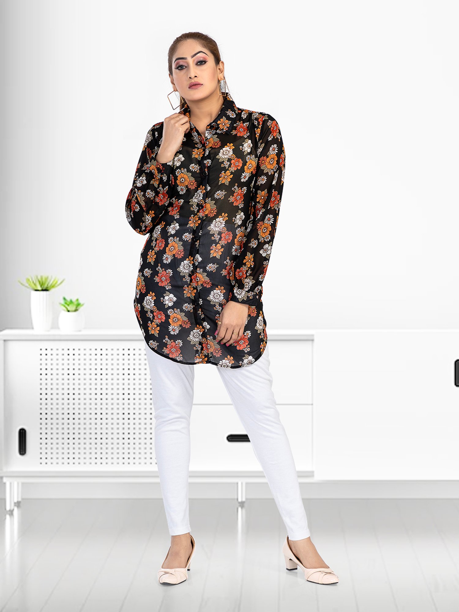 Nino Bambino Black Printed Long Shirt