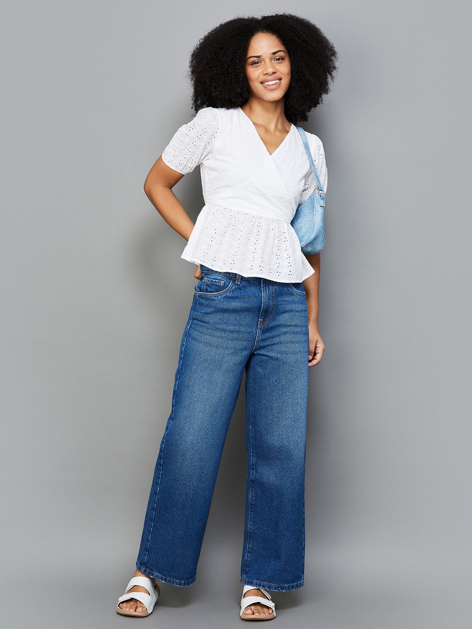 Fame Forever by Lifestyle White Cotton Self Design Top