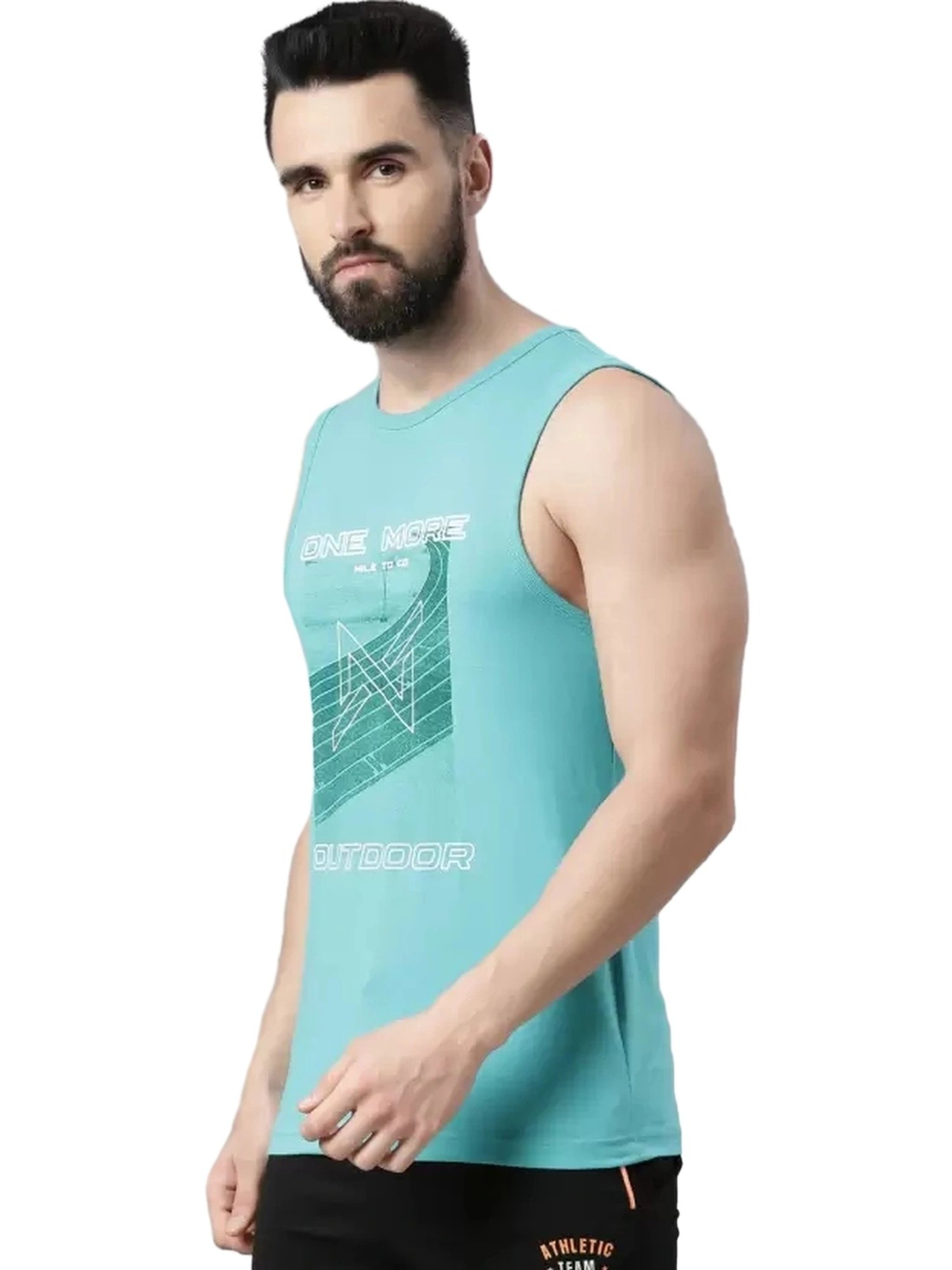 Force NXT Green & Princess Blue Cotton Regular Fit Printed Vest - Pack Of 2