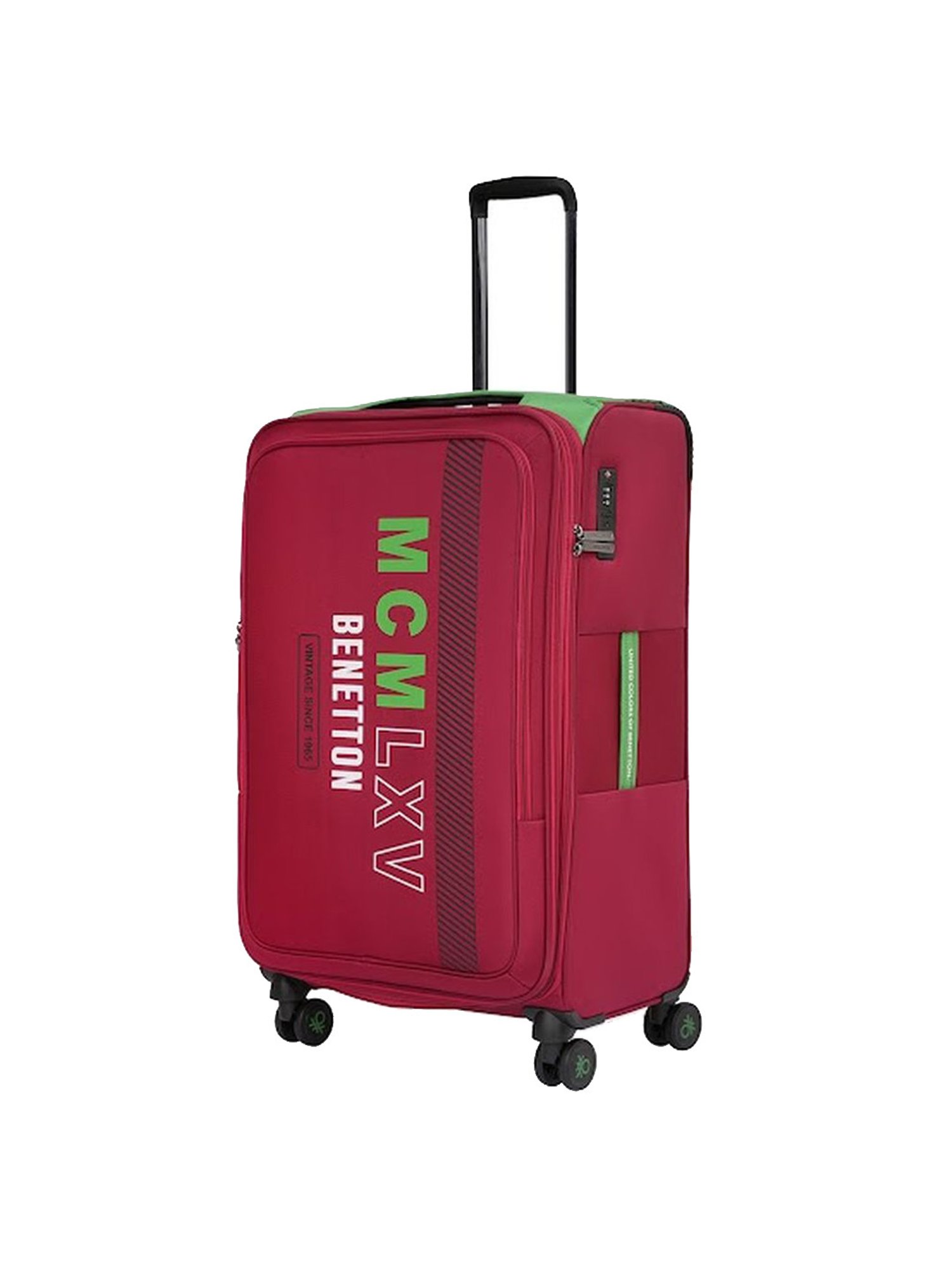 United Colors of Benetton Topaz Red Printed Soft Cabin Trolley Bag - 58.5 Cms