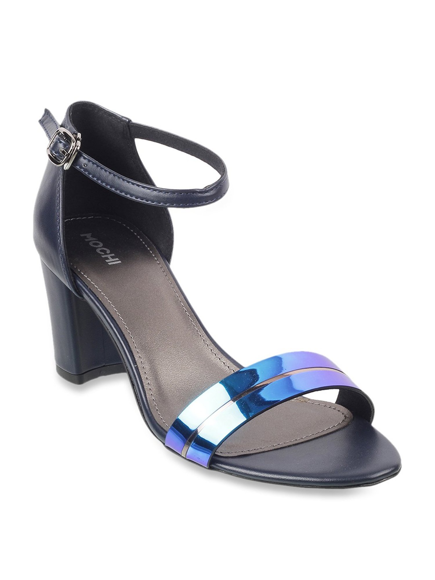 Mochi Women's Navy Ankle Strap Sandals